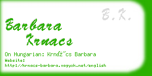 barbara krnacs business card